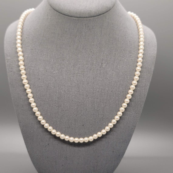 Vintage Faux Pearl and Gold Bead Single Strand Ne… - image 1