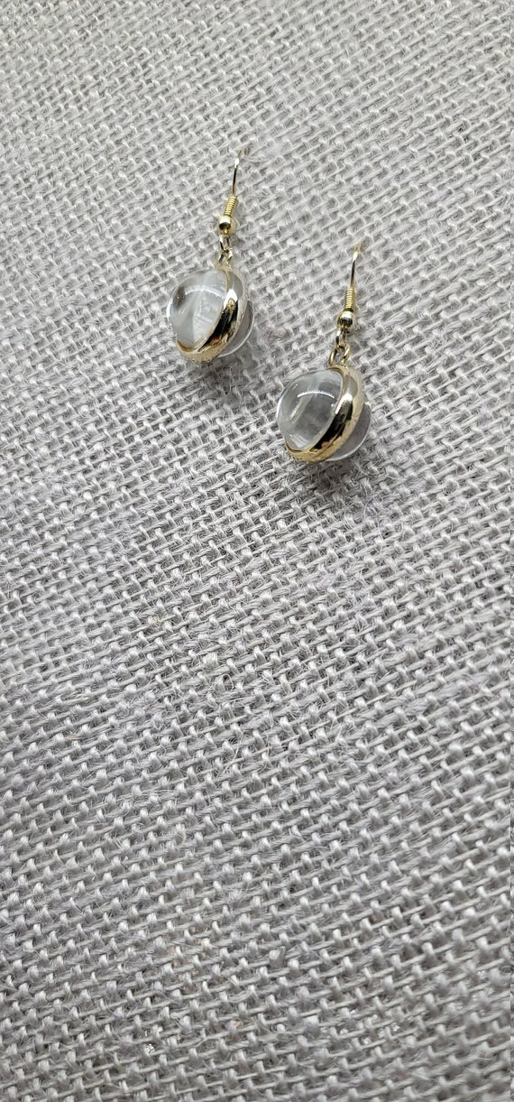 Clear Double-Sided Dome Earrings - image 2