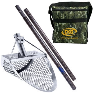 CKG Sand Scoop for Beach Metal Detecting Shovel Water Detector Sifting with 3K Carbon Fiber Handle Pole