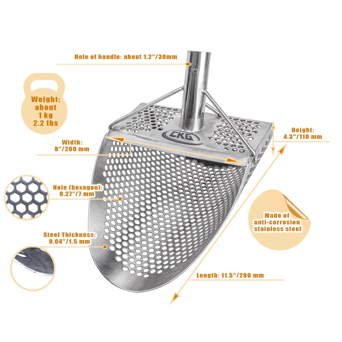 CKG Metal Detecting Sand Scoop 11 X 8 Stainless Etsy Canada