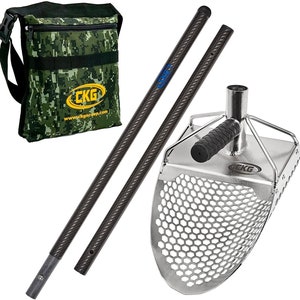 CKG Sand Scoop for Metal Detecting Stainless Steel Shovel for Beach Underwater Treasure Hunting Large Scoop + Carbon Fiber Handle