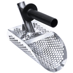 May include: A silver metal scoop with a black handle and a honeycomb-shaped mesh. The scoop has a CKG logo on the side.