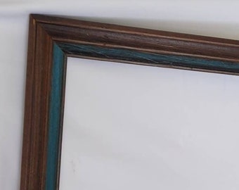 Wood Frame with Teal Inlay Vintage