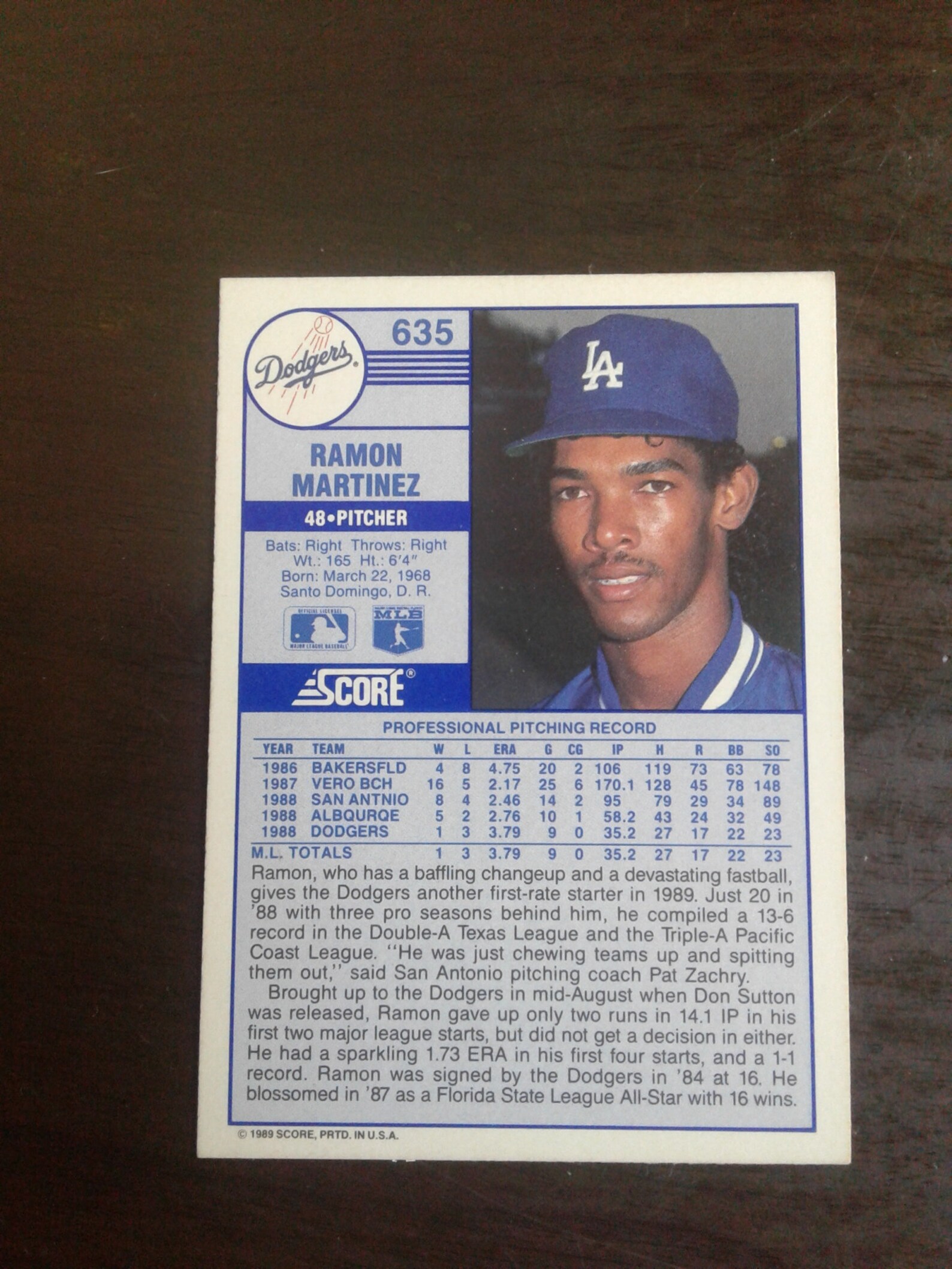 Score Dodger 1989 Rookie Card Of Ramon Martinez Etsy