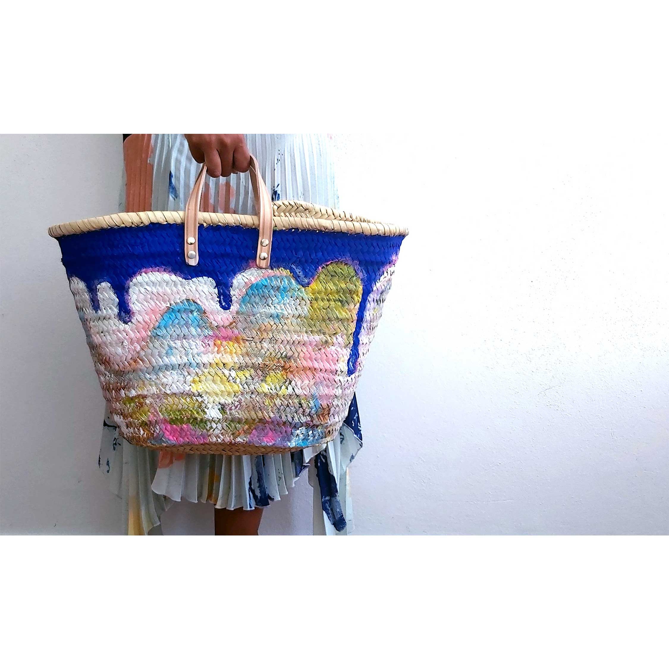 バッグ French Baskets FRENCH BASKET straw bag with leather handles beach bag