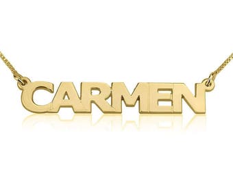 Name Necklace Jewelry 14K Gold Personalized Customized Block Letters Nameplate, Custom Name Necklace, Personalized Name Jewelry