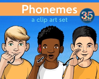 Basic Phonemes educational clip art set - 46 phoneme PNG files with transparent backgrounds