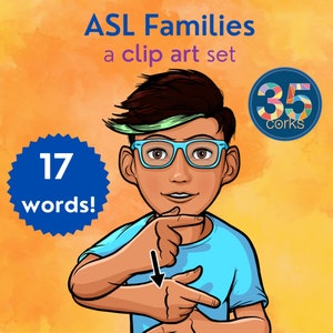 American Sign Language (ASL) educational clip art - families