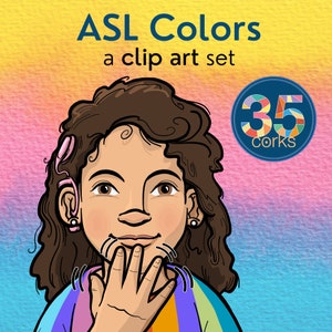 American Sign Language (ASL) educational clip art - colors