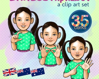 Auslan Alphabet Clip Art Set | Australian Sign Language PNG Visuals (Personal Use License)
