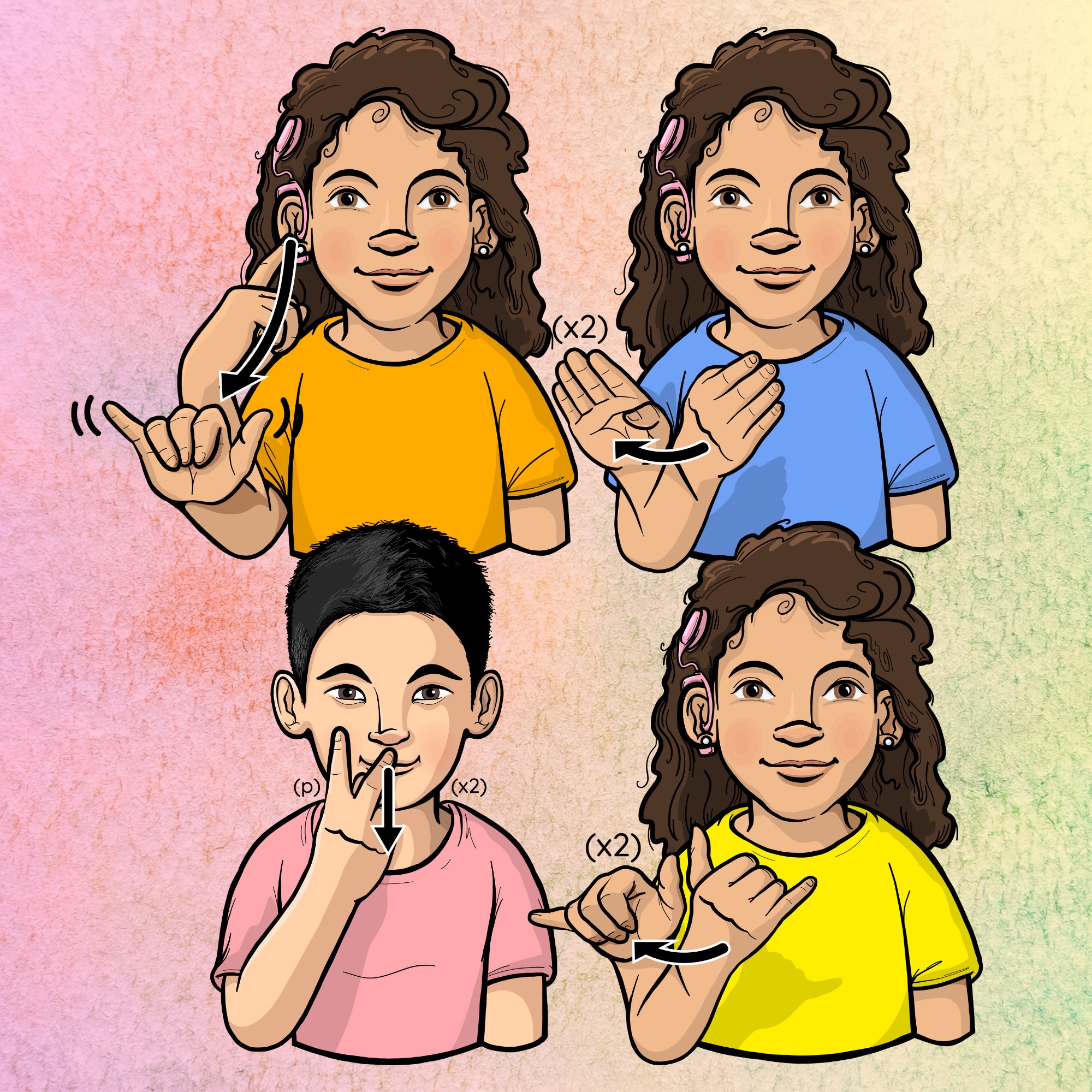 American Sign Language ASL Educational Clip Art Colors - Etsy