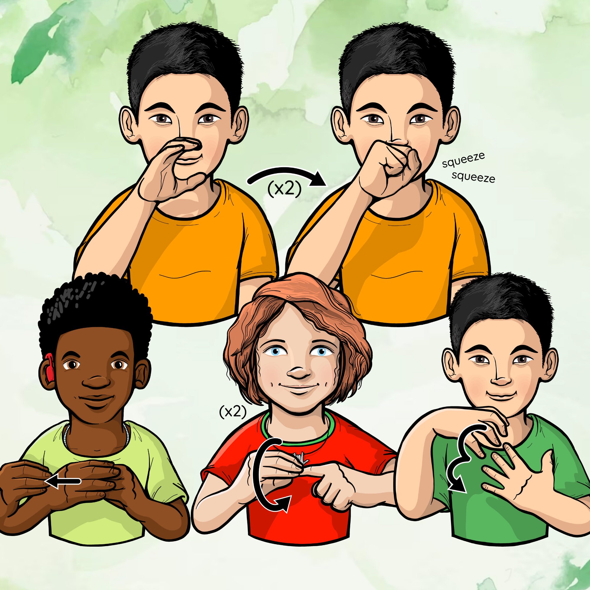 American Sign Language ASL Educational Clip Art Common Fruits and