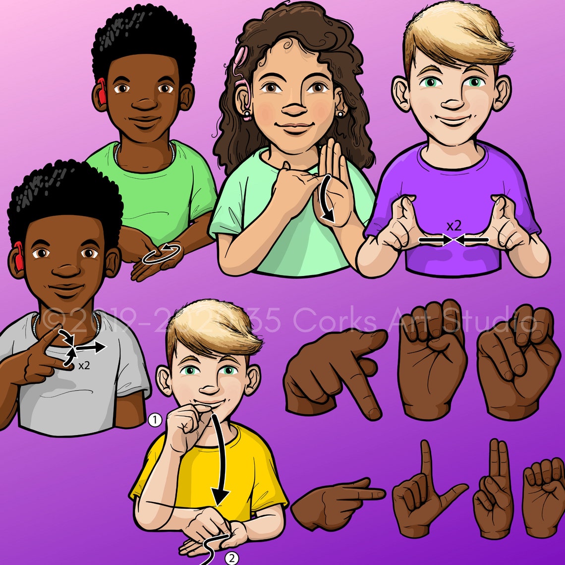 ASL American Sign Language Clip Art School Supplies Etsy