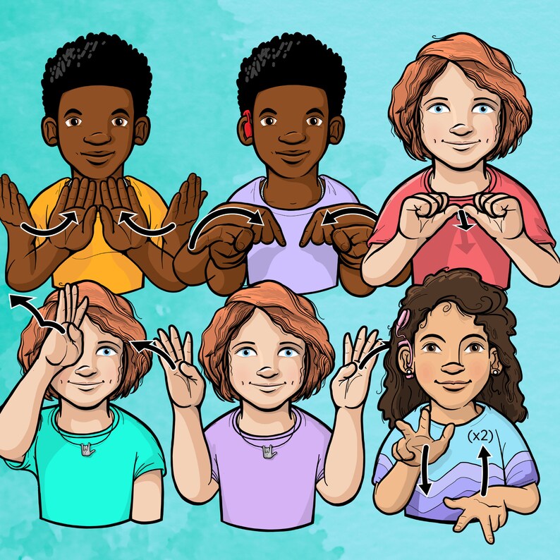American Sign Language ASL Educational Clip Art Verbs - Etsy