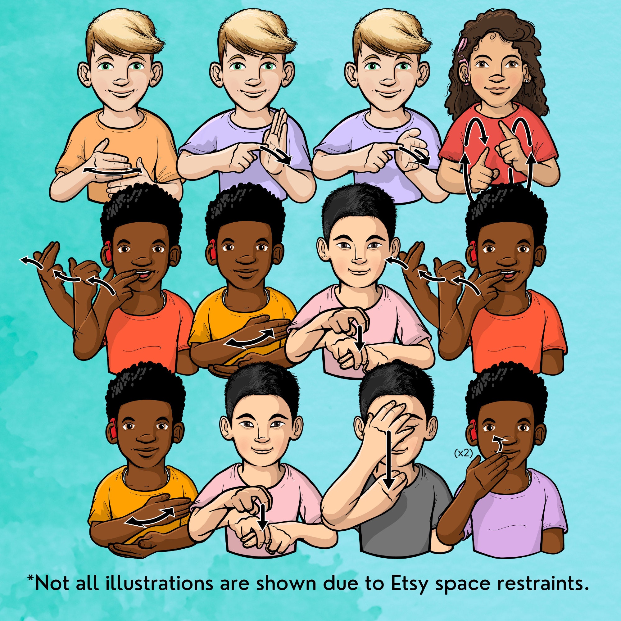 American Sign Language ASL Educational Clip Art Verbs - Etsy