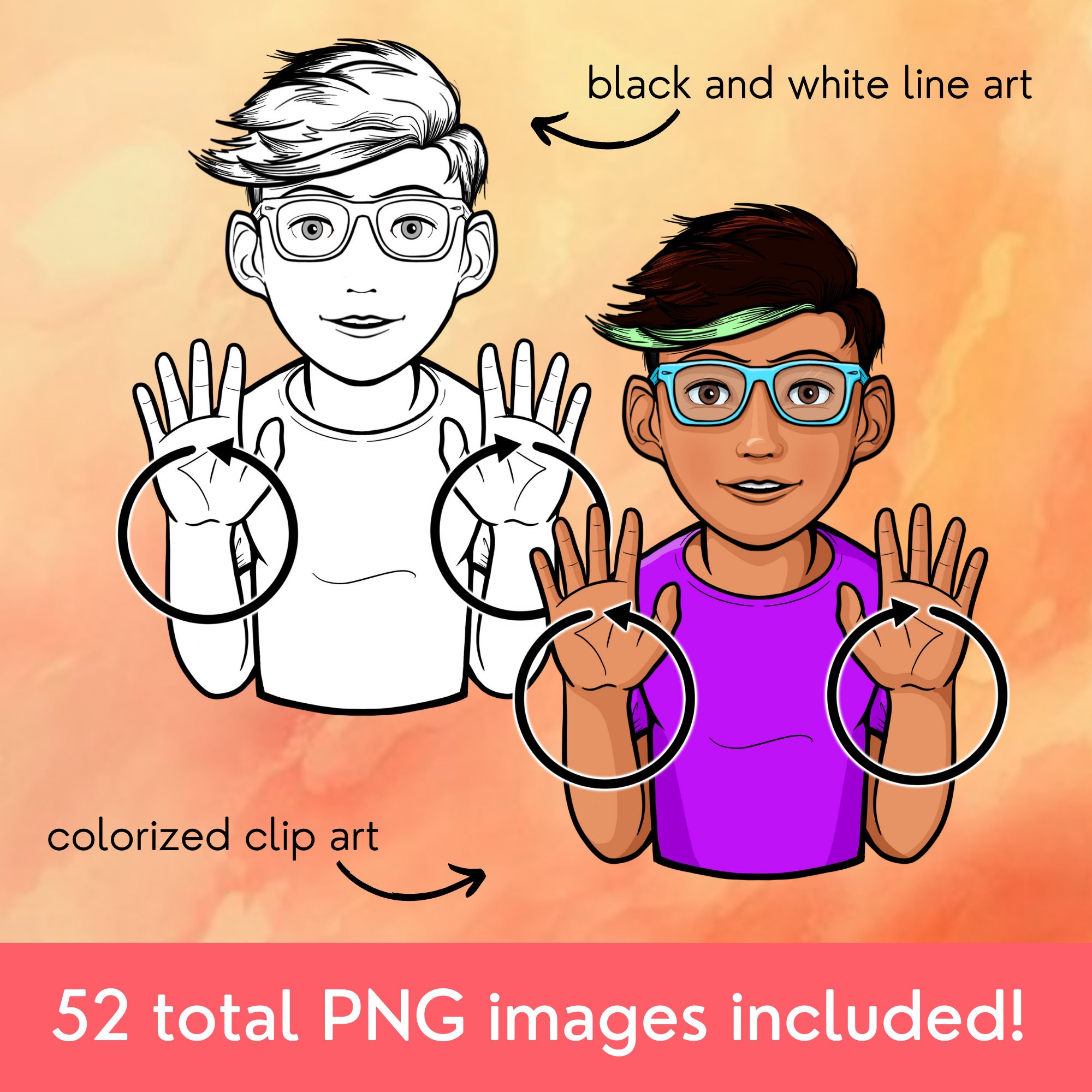American Sign Language ASL Educational Clip Art Days of the Week - Etsy