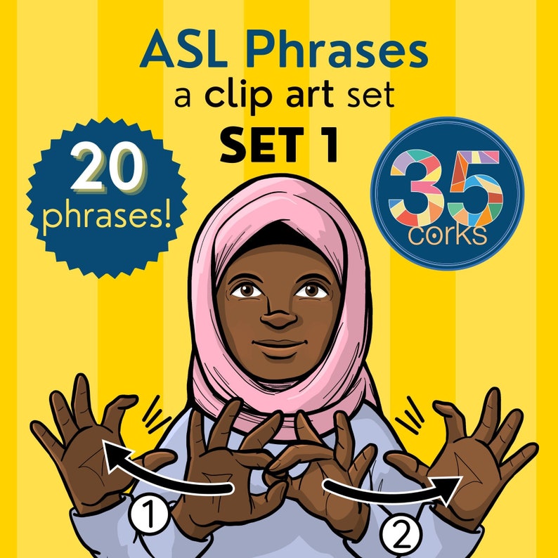 American Sign Language Asl Educational Clip Art Phrases Etsy
