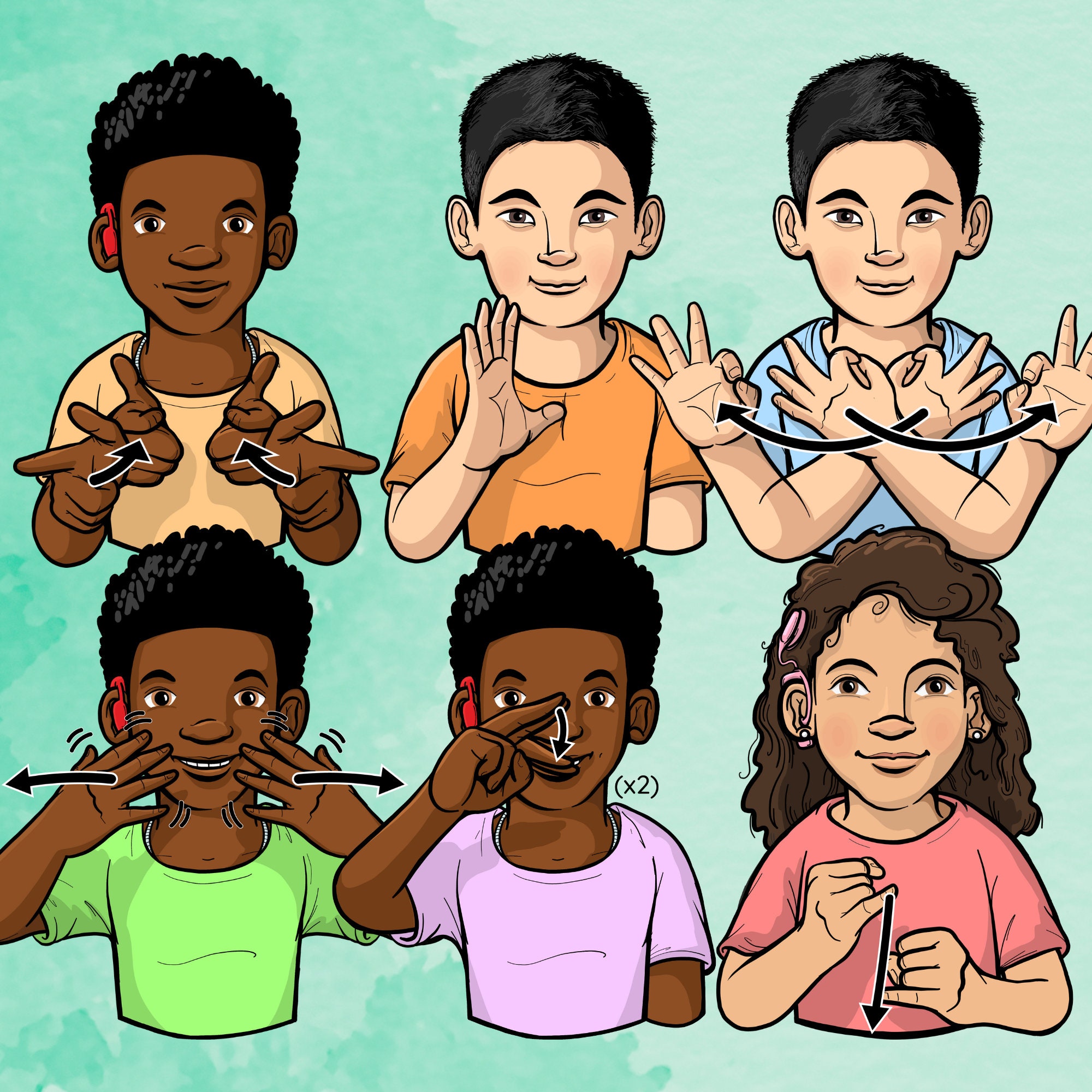 American Sign Language ASL Educational Clip Art Adjectives - Etsy