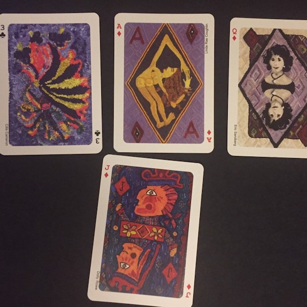 Unique Decorated Playing Cards - Original Artwork from Multiple Artists - Set of 4