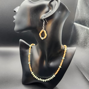 Elegant Aqua Green Glass Necklace or earrings - Myrrh Bead Accents - Unique Fashion Accessory - Perfect Birthday Gift for Her.