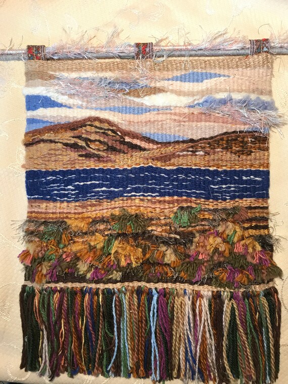 Weaving Tapestry Handwoven mountain Lake Etsy