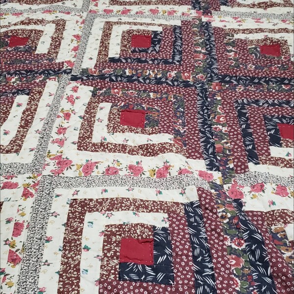 Handmade Log Cabin Quilt Etsy