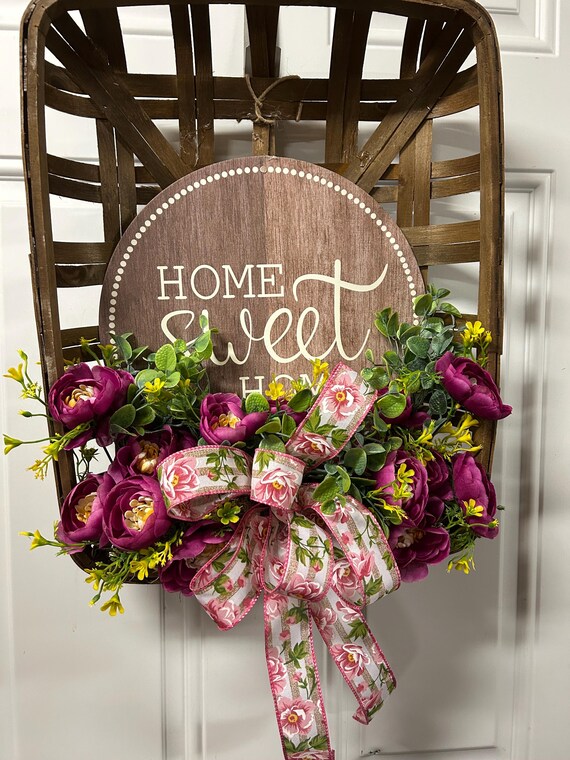 tobacco basket wreath Red Door Hanger Supply List Tobacco Basket, Be Still Wreath