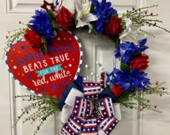 Patriotic Wreath for your Front Door/Door Decor/Door Hanger/Summer/Spring