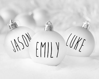 Personalized Decals for Christmas Ornaments Rae Dunn Inspired Christmas decal Ornaments Homemade-Vinyl-Holiday-Decor-Personalize