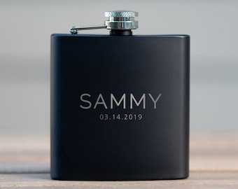 Personalized Groomsmen Flask, Best Man Gift, Groomsman Gift, Custom Engraved Leather Steel Flask, Stainless Steel Flask #FL02