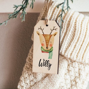 Personalized Christmas Stocking Tags, Christmas gift tag, Christmas labels, Present tags, Name Ornament tags, Customized wooden labels