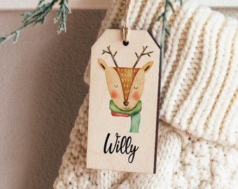 Personalized Christmas Stocking Tags, Christmas gift tag, Christmas labels, Present tags, Name Ornament tags, Customized wooden labels