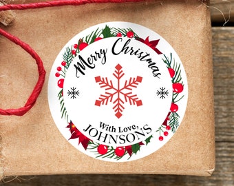 Christmas Stickers - Personalized Gift label - Merry Christmas - Holiday Decals #GS01
