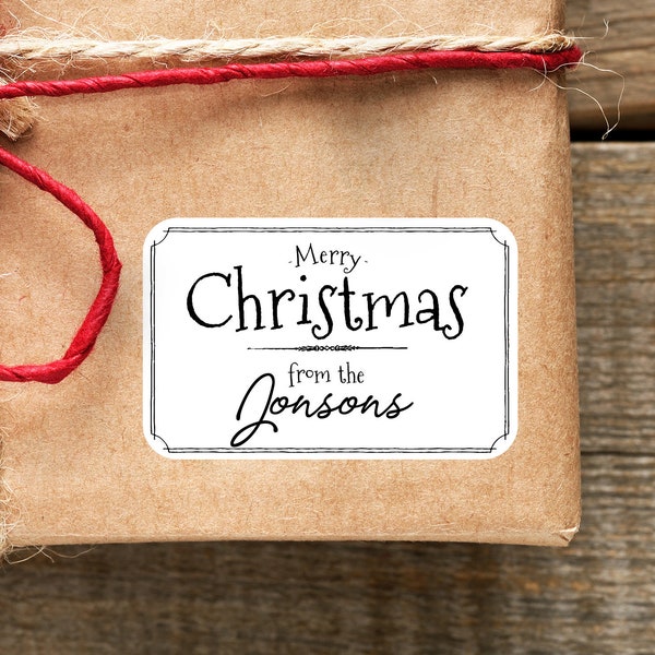 Rectangle Merry Christmas Stickers - Etsy