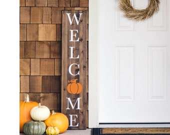 Fall Welcome Sign - Thanksgiving Porch Decor - Christmas Welcome Sign - Winter Porch Decor - Autumn - Halloween - Farmhouse Style - Pumpkin