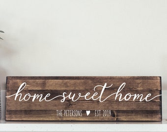 Home Sweet Home Wooden Sign - Housewarming Gift - House Sign - Wedding Gift, New Home Gift, Realtor Gift HS05