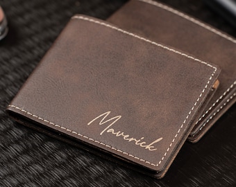 Personalized Men's Wallet - Custom Engraved Leather Wallet - Groomsmen gift - Engraved Leather Wallet - Unique Mens Gift