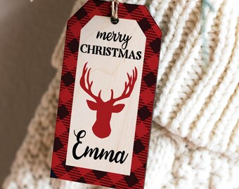 Personalized Christmas Stocking Tags, Christmas gift tag, Christmas labels, Present tags, Name Ornament tags, Customized wooden labels