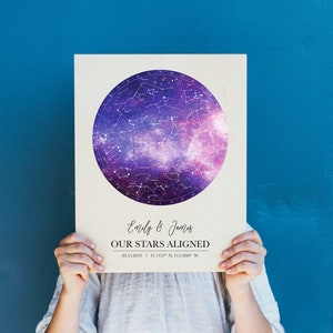 Carte personnalisée des constellations - Carte des étoiles - Nos étoiles alignées - ST06