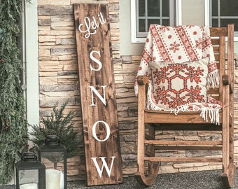 Let It Snow Sign - Christmas Welcome Sign - Winter Porch Decor - Farmhouse Style - Snowflake