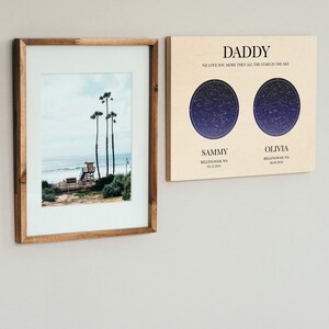 Carte des étoiles sur bois - Cadeau personnalisé pour papa - Cadeau de fête des pères - Carte personnalisée - Custom Night Sky #ST04
