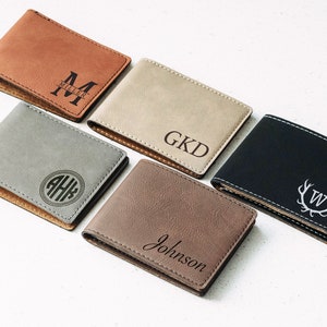 Personalized Men's Wallet, Custom Engraved Leather Wallet Groomsmen gift, Engraved Leather Wallet, Unique Mens Gift, Monogram, Name image 2