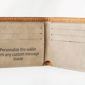 Personalized Men's Wallet, Custom Engraved Leather Wallet Groomsmen gift, Engraved Leather Wallet, Unique Mens Gift, Monogram, Name image 1