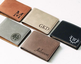 Personalized Men's Wallet, Fathers Day Gift - Custom Engraved Leather Wallet - Groomsmen gift, Unique Mens Gift, Monogram, Name #4109