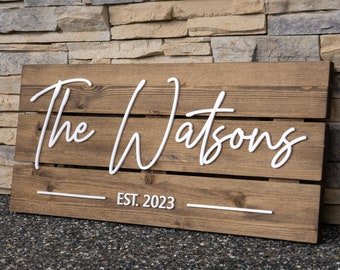 Custom Wood Sign - Personalized Family Name Sign - Wedding Gift - Last Name Pallet Sign - Home Wall Decor - Anniversary Gift