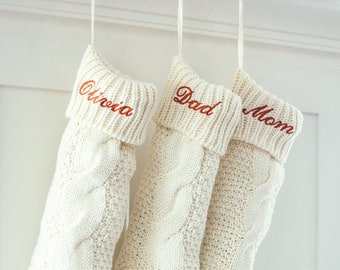 Embroidered Christmas Stockings - Personalized Stocking - Christmas gift - Custom Name Stocking - Red - Cream