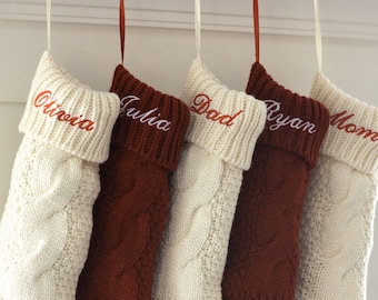 Personalized Christmas Stockings - Embroidered Stocking - Christmas gift - Custom Name Stocking - Red - Cream