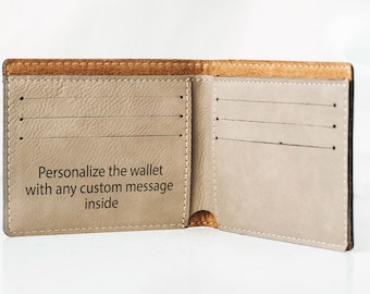 Personalized Men's Wallet, Custom Engraved Leather Wallet - Groomsmen gift, Engraved Leather Wallet, Unique Mens Gift, Monogram, Name