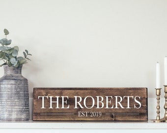 Family Name Sign - Personalized Wooden Sign - Housewarming Gift - Last Name Sign - Wedding Gift - New Home Gift - Realtor gift HS08