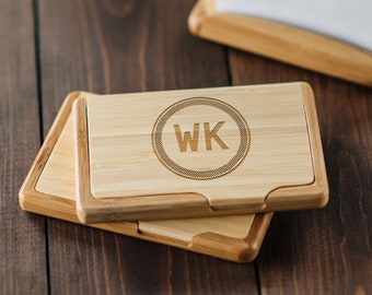 Personalized Business Card Holder - Corporate Gift - Office Gift - Wood Card Holder - Groomsmen Gift #4117